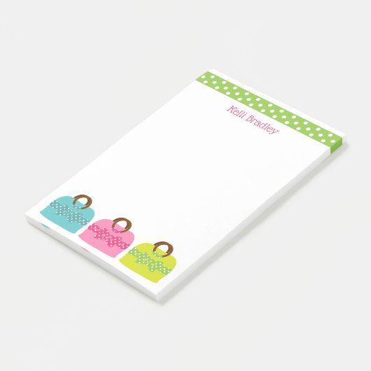 水玉模様パーソナライズされた購入後メモ帳 ポストイット (アングル)