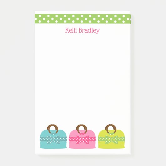 水玉模様パーソナライズされた購入後メモ帳 ポストイット (正面)