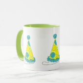 水玉模様パーティーハットハッピーバースデー大晦日 マグカップ (正面左)