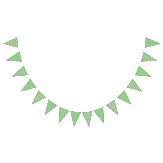 水玉模様パーティーバナー(セージグリーン&パステルピンク) バンティングフラッグ (全)