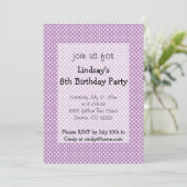 水玉模様パープルガールバースデーパーティーの招待 招待状 (スタンド正面)