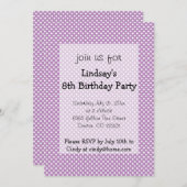 水玉模様パープルガールバースデーパーティーの招待 招待状 (正面/裏面)