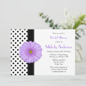 水玉模様パープルデイジーブライダルシャワー招待 招待状 (スタンド正面)