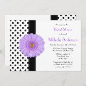 水玉模様パープルデイジーブライダルシャワー招待 招待状 (正面/裏面)