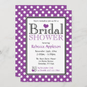 水玉模様パープルハートブライダルシャワー招待状 招待状 (正面/裏面)