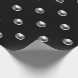 水玉模様パールブラックシルバーグレー3Dエフェクト ラッピングペーパー