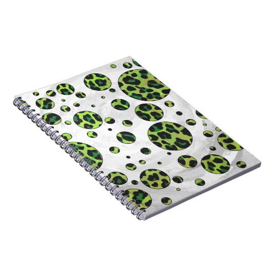 水玉模様ヒョウ黒緑 ノートブック (右側)