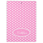 水玉模様ピンクあなたの名前とイニシャルクリップボードを追加 クリップボード (裏面)