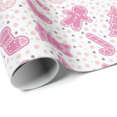 水玉模様ピンクとホワイトホリデークリスマス ラッピングペーパー (ロールコーナー)