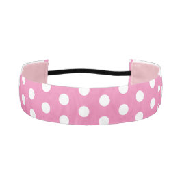 水玉模様ピンクと白のパターン アスレチックヘッドバンド