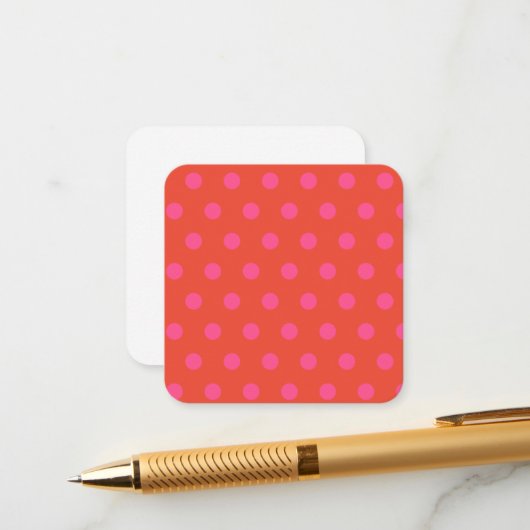 水玉模様ピンクと赤オレンジモノグラムの エンクロージャーカード (正面/裏面インサイチュ)