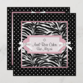 水玉模様ピンクゼブラバルミツワー招待状 招待状 (正面/裏面)