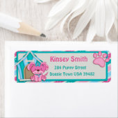 水玉模様ピンクパピー差出人住所ラベル ラベル (インサイチュ)