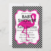 水玉模様ピンクフラミンゴベビーシャワー招待状 招待状 (正面)