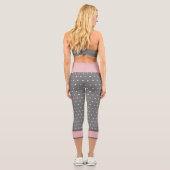 水玉模様ピンクホワイトライトグレー カプリレギンス (裏面)