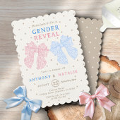 水玉模様ピンクリボンブルーボウタイジェンダーリビール 招待状