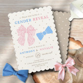 水玉模様ピンクリボンブルーボウタイジェンダーリビール 招待状