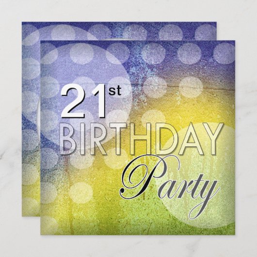 水玉模様ファンキー21歳誕生日パーティの招待状 招待状 (正面/裏面)