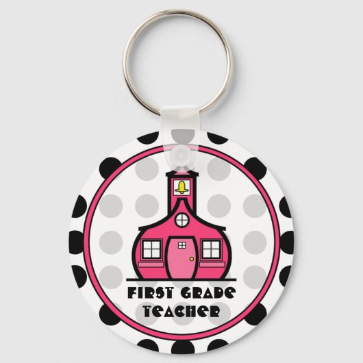 水玉模様ファーストグレード先生キーチェーン キーホルダー (正面)