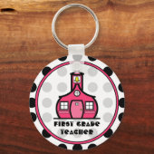 水玉模様ファーストグレード先生キーチェーン キーホルダー (正面)