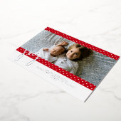 水玉模様ファームハウスレッドホワイトクリスマスフォト 箔シーズンカード (回転した状態)