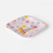 水玉模様フォト誕生日プレート ペーパープレート (傾斜あり)