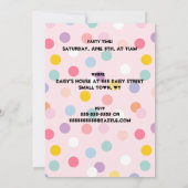 水玉模様フォト誕生日 招待状 (裏面)