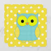 水玉模様フクロウV2誕生日 招待状 (正面/裏面)