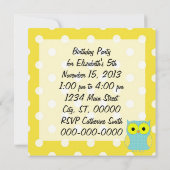 水玉模様フクロウV2誕生日 招待状 (裏面)