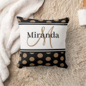 水玉模様ブラウンホワイトストライプブラックモノグラム クッション (ブランケット)