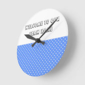 水玉模様ブルー&ホワイトファームホームクロック ラウンド壁時計 (傾斜)