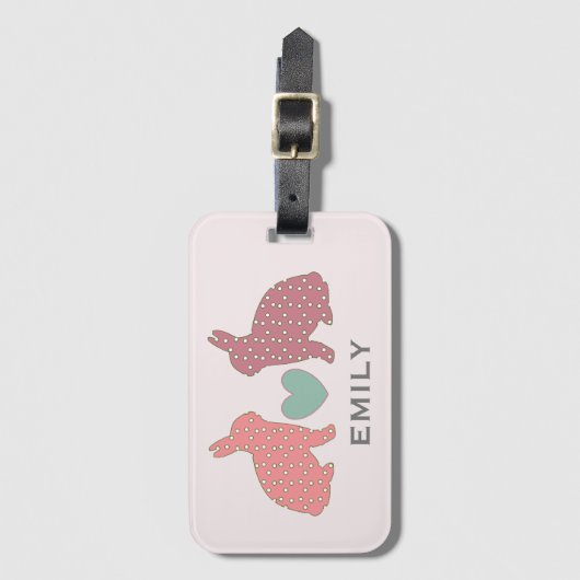 水玉模様ブンニースピパーソナライズされたンク ラゲッジタグ (正面縦)