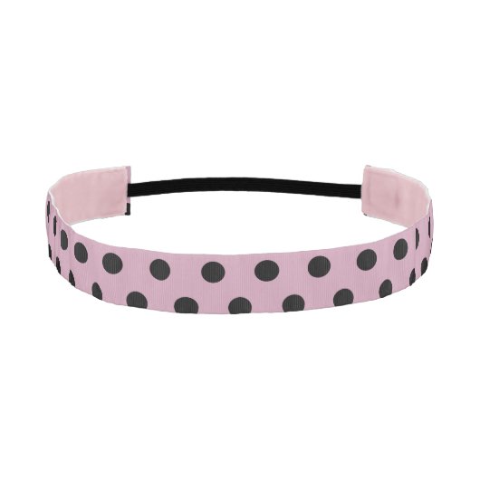 水玉模様ヘッドバンド（ピンクとブラック） アスレチックヘッドバンド (正面)