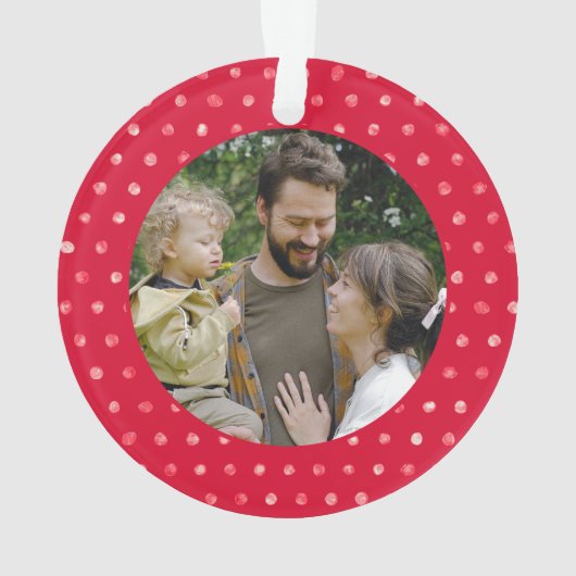水玉模様ベビーの初めてのクリスマスカスタム写真 オーナメント (裏面)