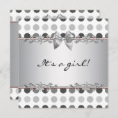 水玉模様ベビーガールシャワー招待状 招待状 (正面/裏面)