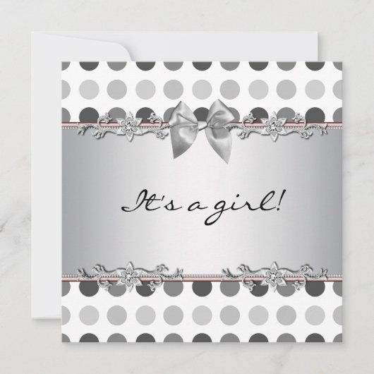 水玉模様ベビーガールシャワー招待状 招待状 (正面)