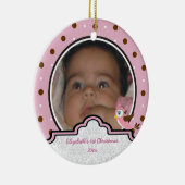 水玉模様ベビーガール初めてのクリスマス写真オーナメント セラミックオーナメント (右)