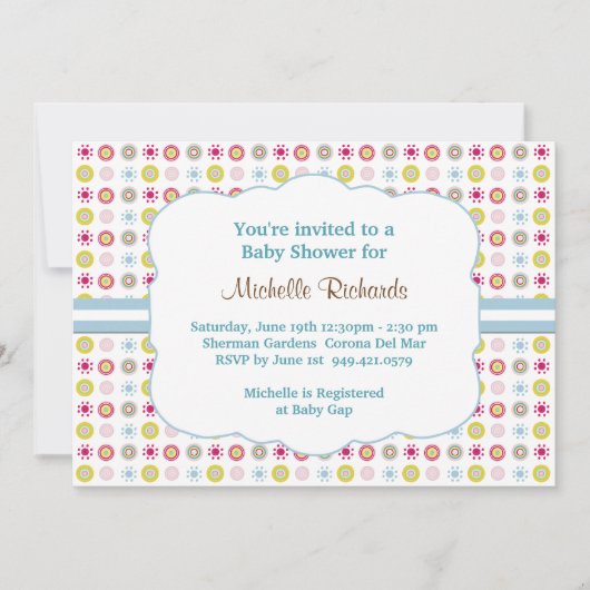 水玉模様ベビーシャワー招待状 招待状 (正面)