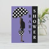 水玉模様ベビーシャワー招待状{紫} 招待状 (スタンド正面)