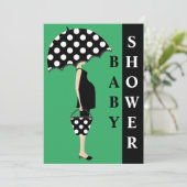 水玉模様ベビーシャワー招待状{緑} 招待状 (スタンド正面)