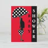 水玉模様ベビーシャワー招待状{Red} 招待状 (スタンド正面)