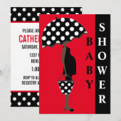 水玉模様ベビーシャワー招待状{Red} 招待状 (正面/裏面)