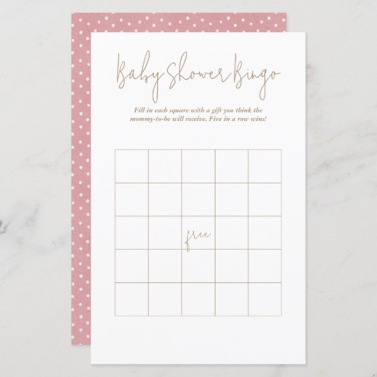 水玉模様ベビーベアービンゴベビーシャワーゲーム (正面/裏面)