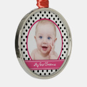 水玉模様ベビー初めてのクリスマスオーナメント メタルオーナメント (右)