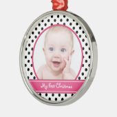 水玉模様ベビー初めてのクリスマスオーナメント メタルオーナメント (左)
