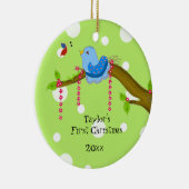 水玉模様ベビー初めてのクリスマス セラミックオーナメント (右)