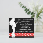 水玉模様ベビー赤と白シャワー招待状 招待状 (スタンド正面)