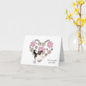 水玉模様ペット猫を失うハートの絵柄 カード (黄色い花)