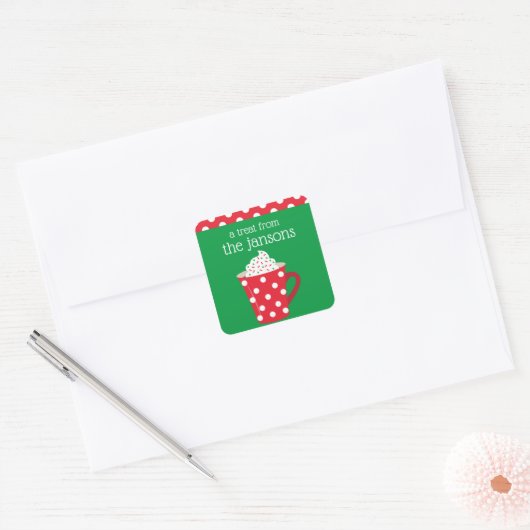 水玉模様ホットチョコレートギフトシール スクエアシール (封筒)