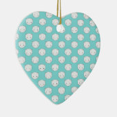 水玉模様ホワイト子猫顔オーバーティール(緑がかった色) セラミックオーナメント (右)